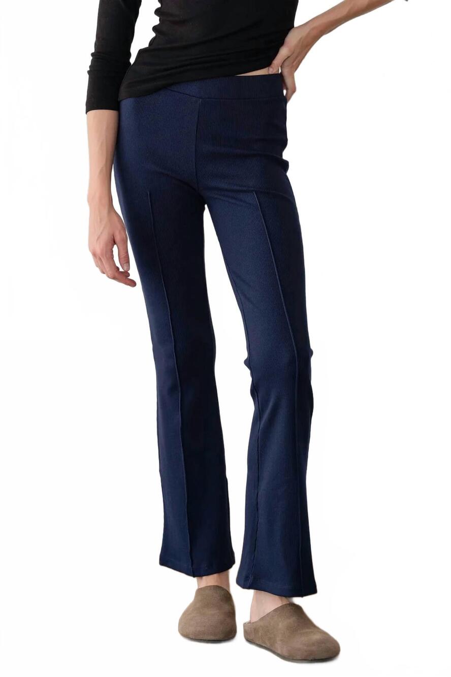 NEW DONNI. rib kick flare pants in navy